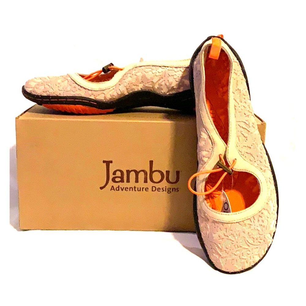 Size 8-8.5 39 Jambu barefoot Shoes Tan floral mesh